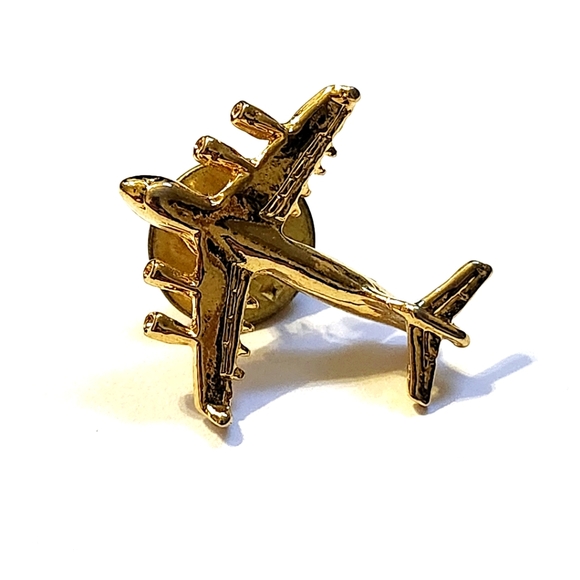 Gold Airplane Lapel Pin - Picture 1 of 3